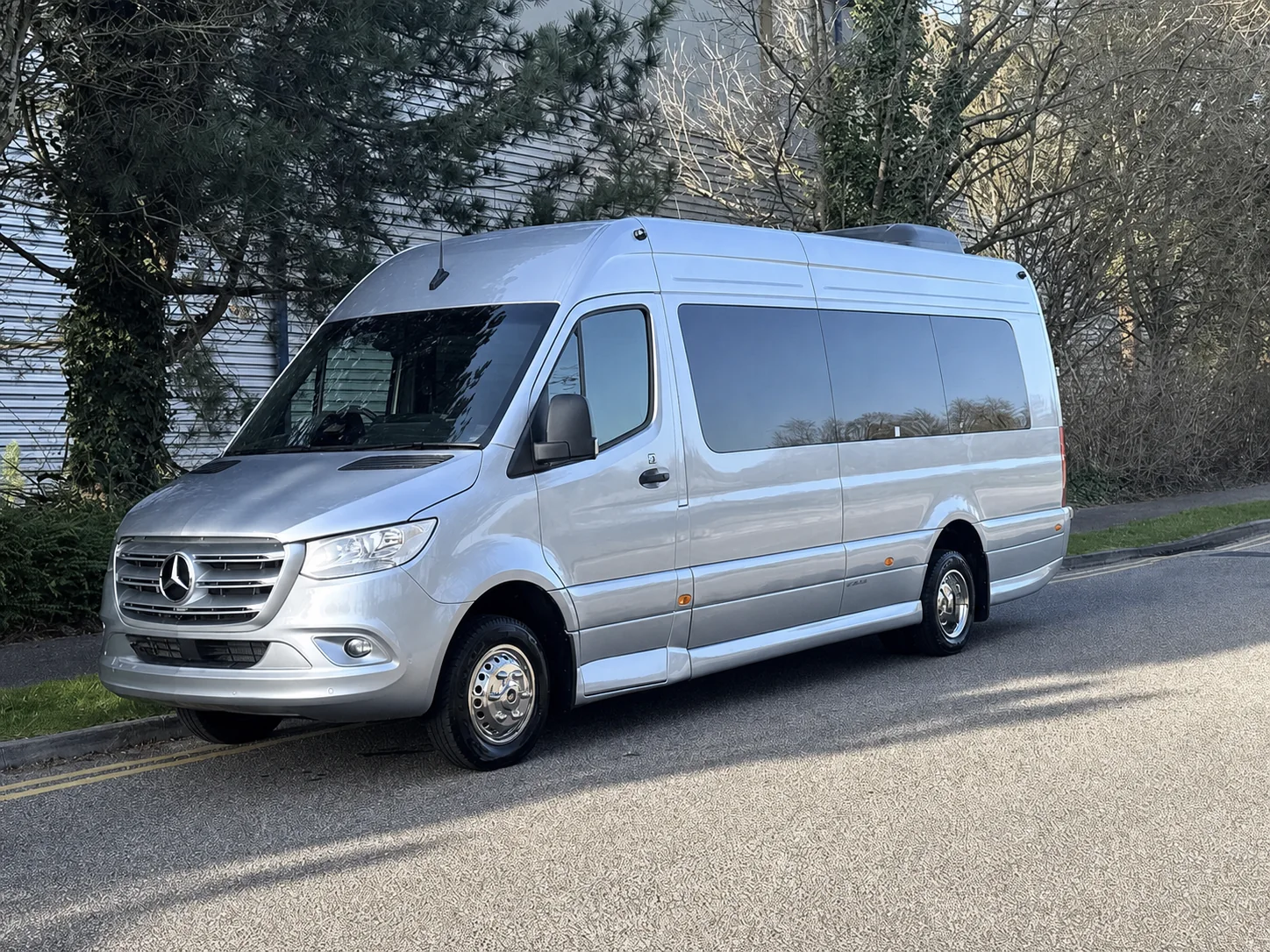 Silver Mercedes-Benz Sprinter Classic 22-seater exterior
