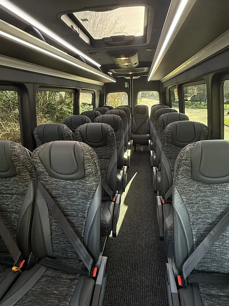 Passenger cabin and aisle inside the Classic Sprinter