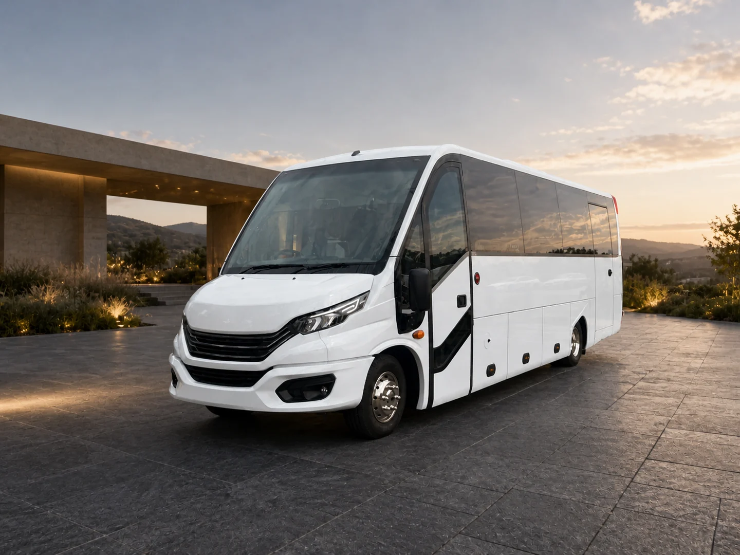 White Iveco Daily Erener Revolution midi coach exterior