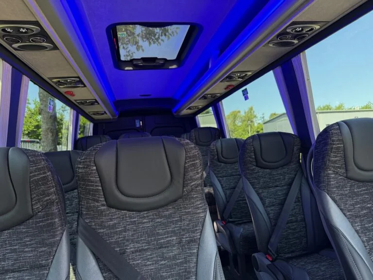 EVM Avantgarde passenger saloon with blue ambient lighting