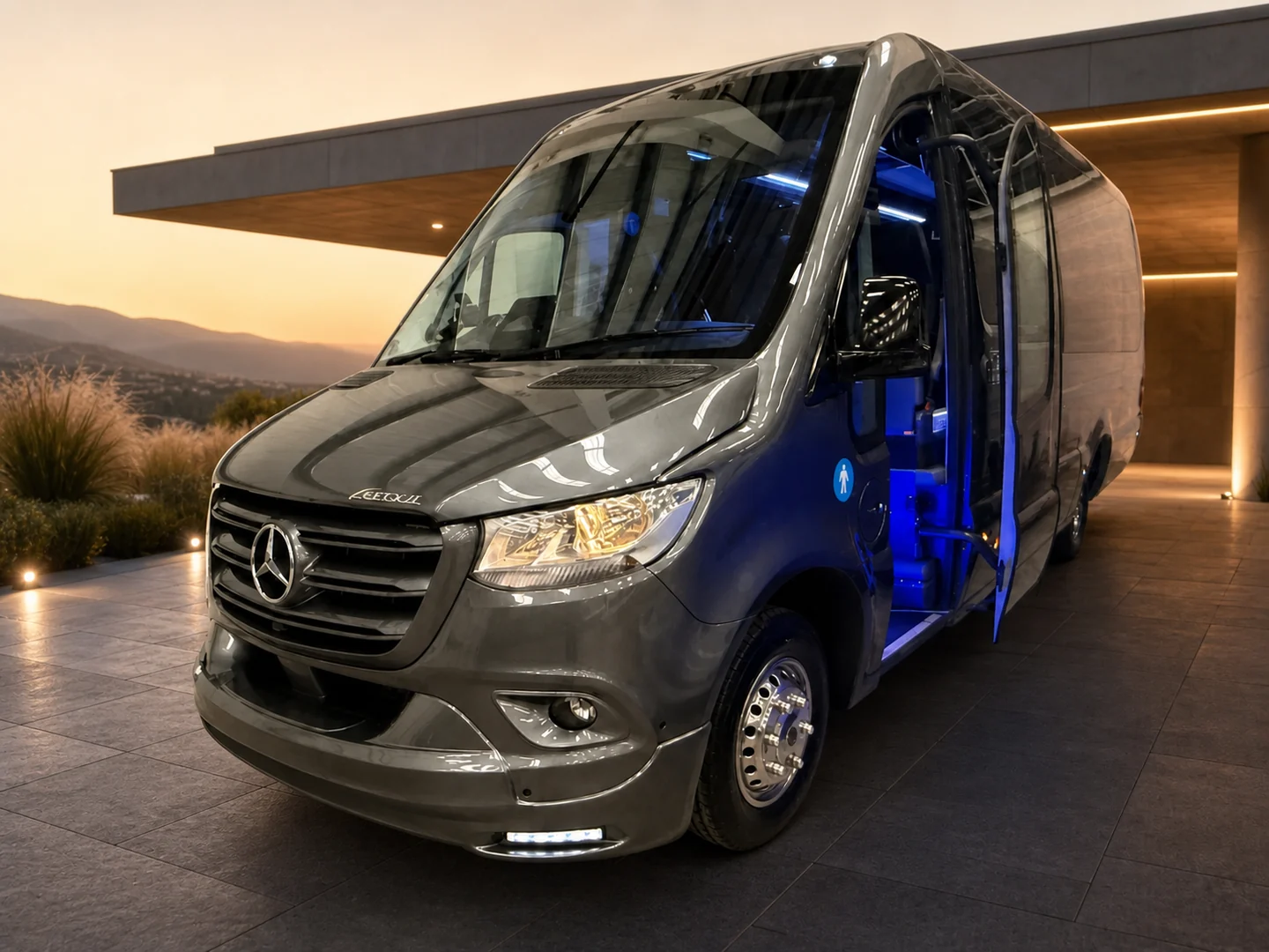 Selenite Grey Mercedes-Benz Sprinter Ferqui Sunset exterior