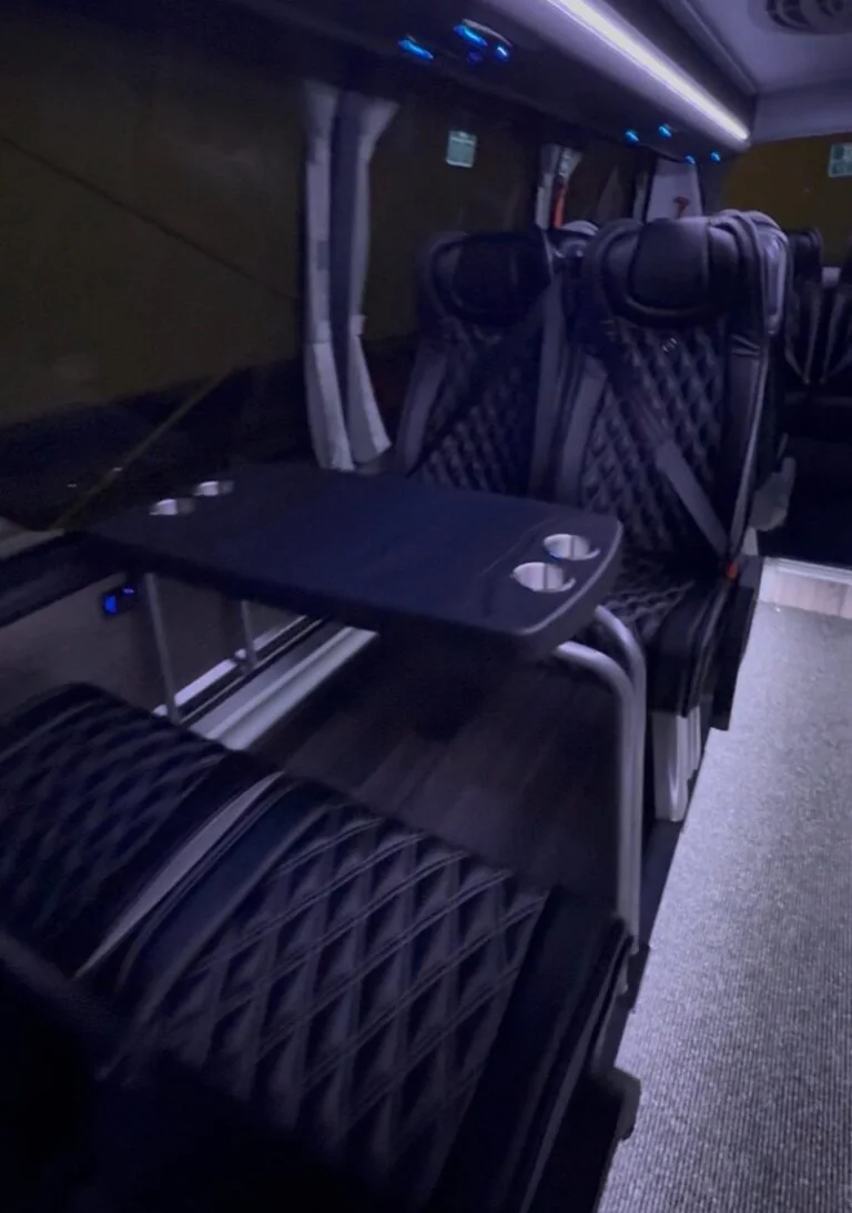 Passenger table with cup holders inside the Ferqui Sunset