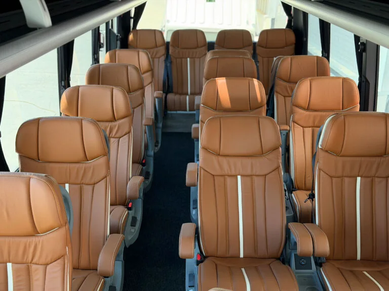 Wide view of the tan passenger saloon in the Grand Toro II VIP