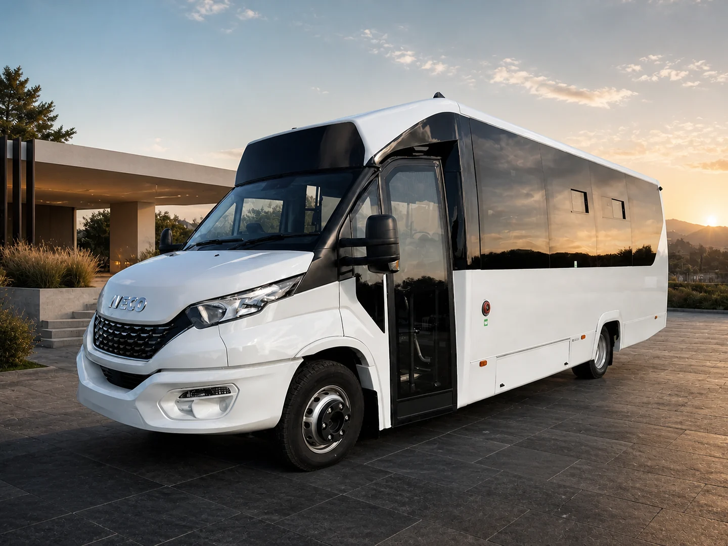 White Iveco eDaily Ferqui Lagos electric accessible minibus exterior