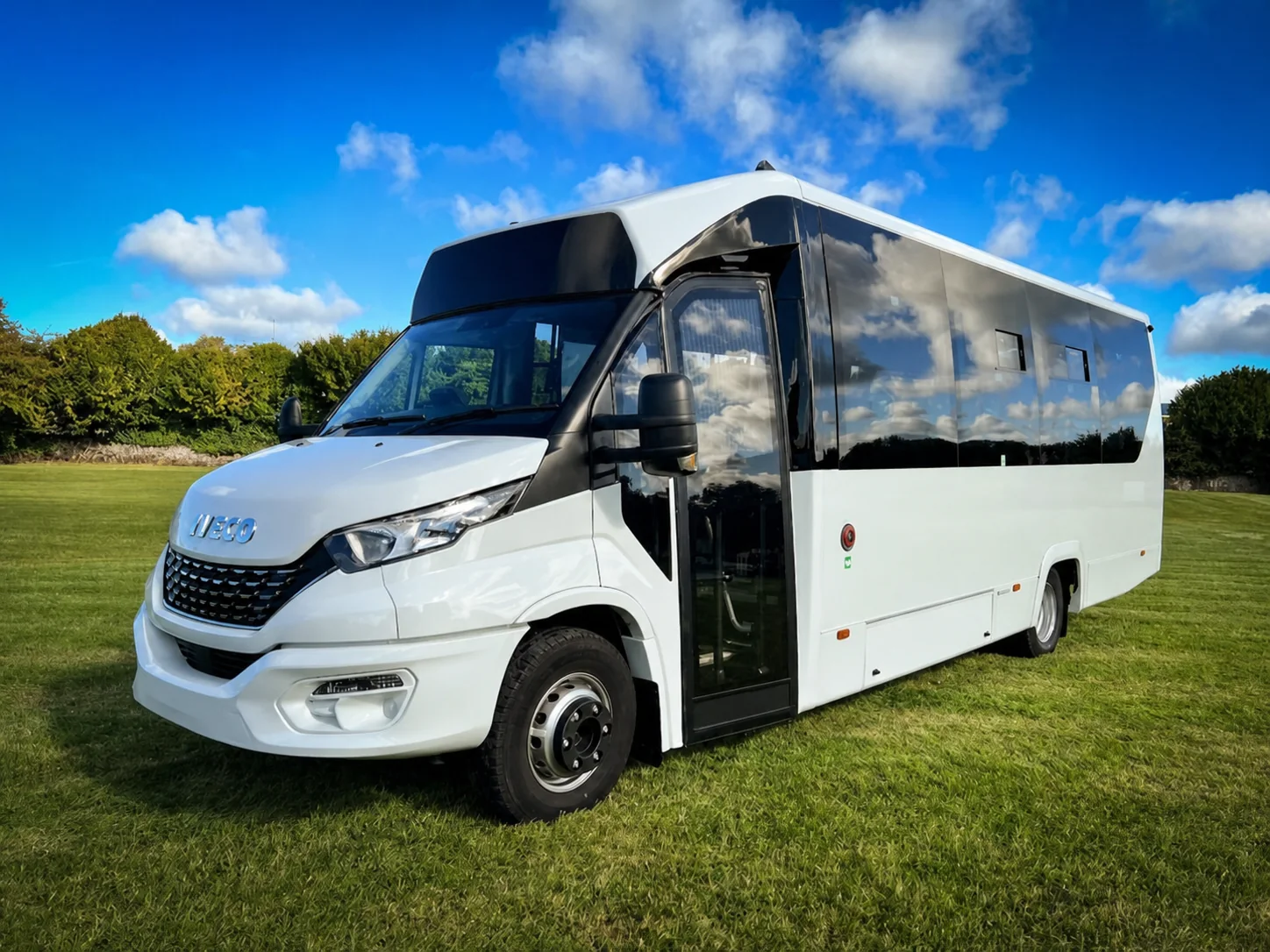 White Iveco eDaily Ferqui Lagos electric accessible minibus exterior