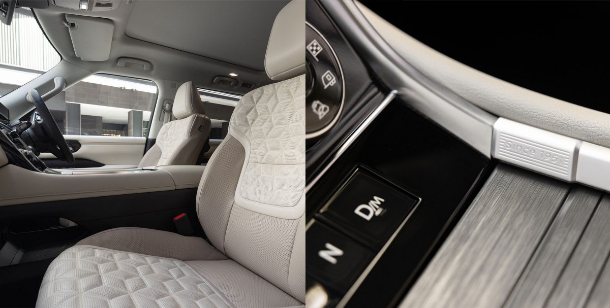 Nissan Patrol premium quilted front seating and centre console detail