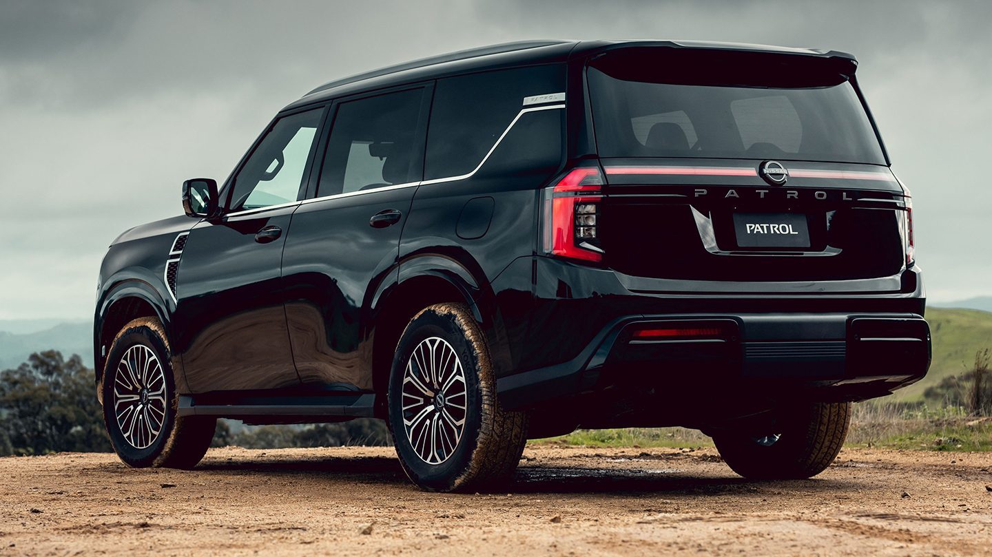 Rear three-quarter view of the all-new Nissan Patrol