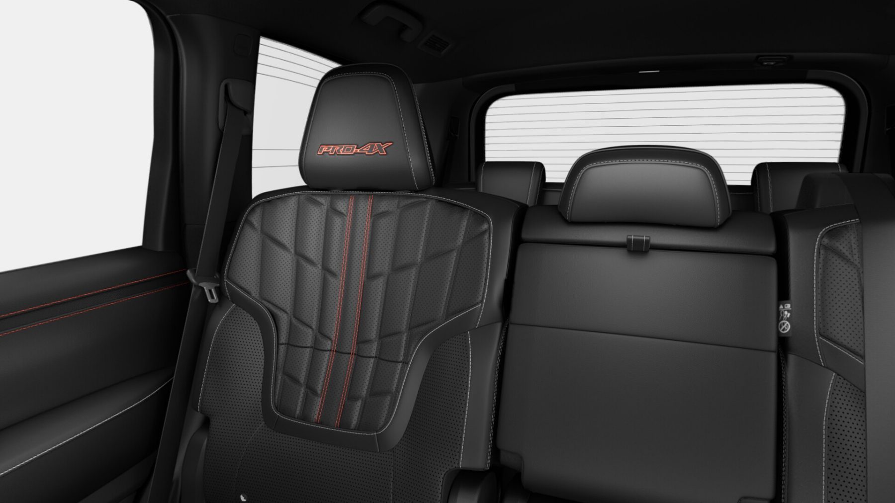 Charcoal premium synthetic leather seating with red PRO-4X highlights