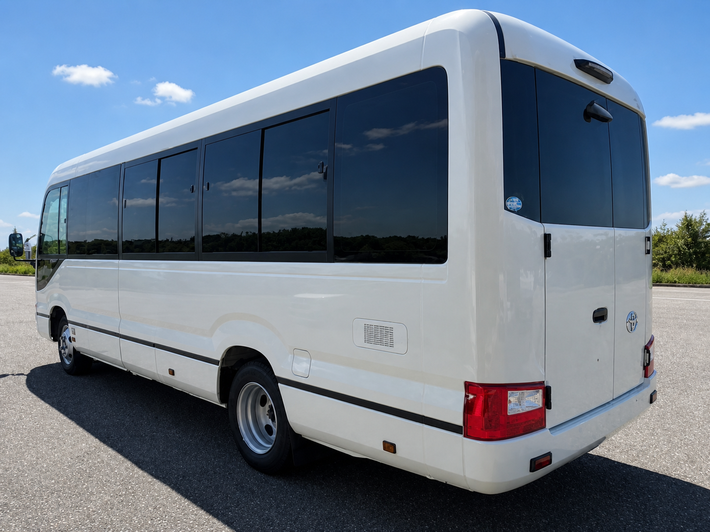 2026 Toyota Coaster Long / 25-Seater, Split Rear Doors & Automatic Swing Door JDM for export from Japan