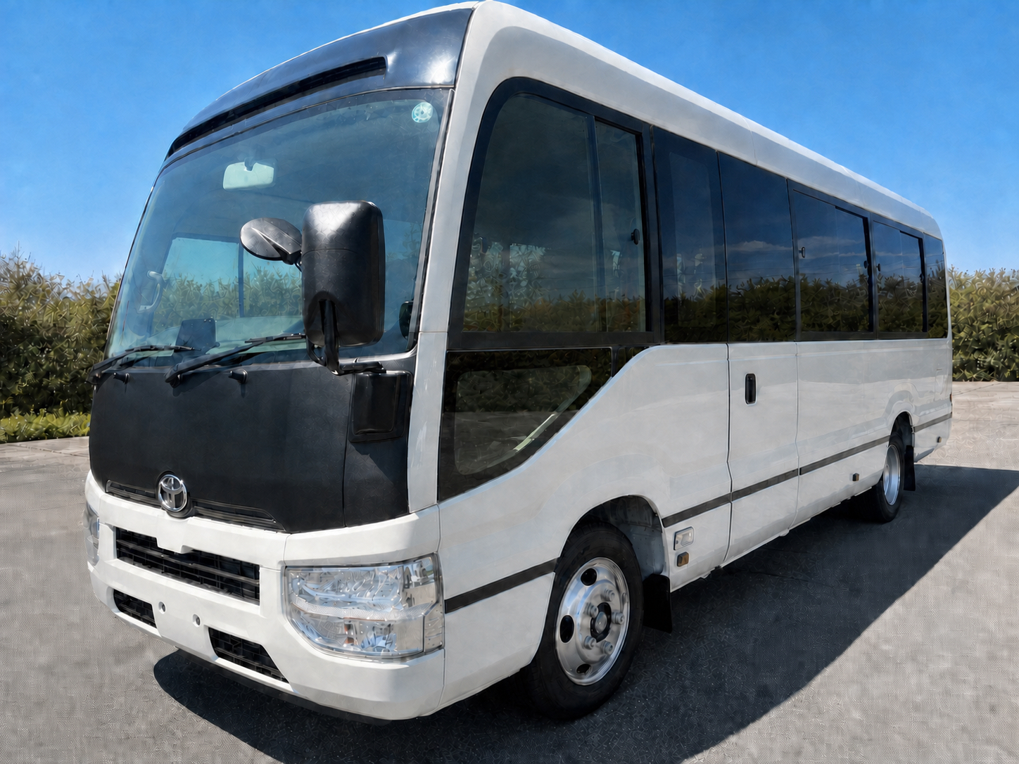 2026 Toyota Coaster Long / 25-Seater, Split Rear Doors & Automatic Swing Door JDM for export from Japan