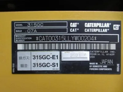 2021 CAT Hydraulic Excavator Type 315GC for export from Japan