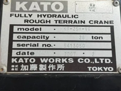 2007 KATO KR258 Crane,Machinery for export from Japan