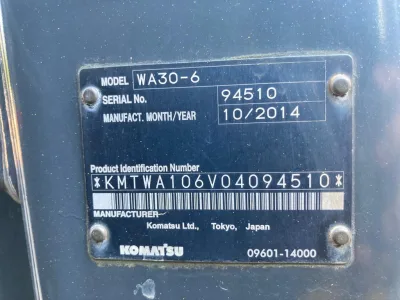 2014 KOMATSU WA30-6 WHEEL LOADER (No.102830) for export from Japan