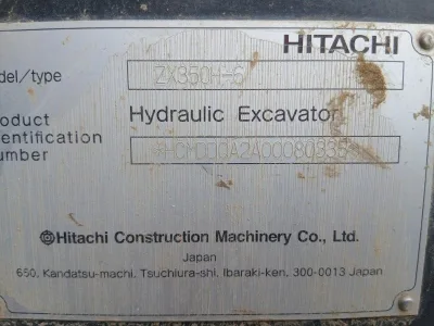 Hitachi ZX350H-6 Hydraulic Excavator for export from Japan