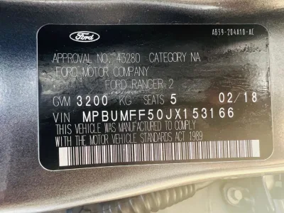 2018 Ford Ranger Wild Track Pickup (No.680493) for export from Japan